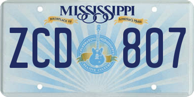 MS license plate ZCD807
