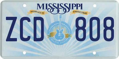 MS license plate ZCD808