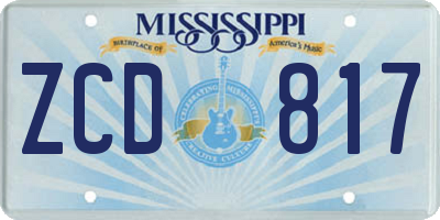 MS license plate ZCD817