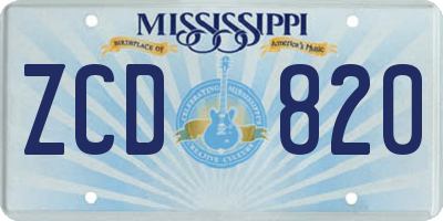 MS license plate ZCD820
