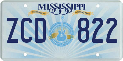 MS license plate ZCD822