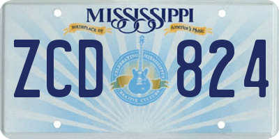 MS license plate ZCD824