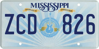 MS license plate ZCD826