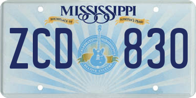 MS license plate ZCD830