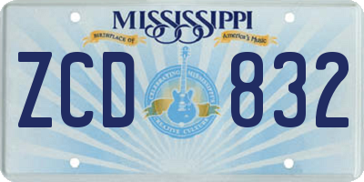 MS license plate ZCD832