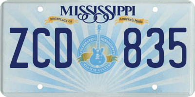 MS license plate ZCD835