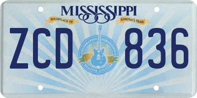 MS license plate ZCD836