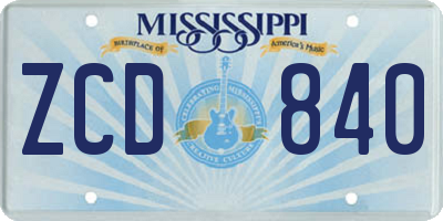 MS license plate ZCD840