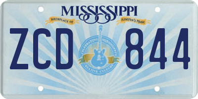 MS license plate ZCD844