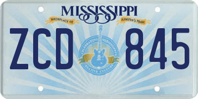 MS license plate ZCD845