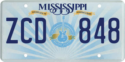 MS license plate ZCD848
