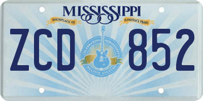 MS license plate ZCD852