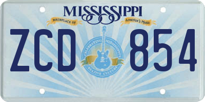 MS license plate ZCD854