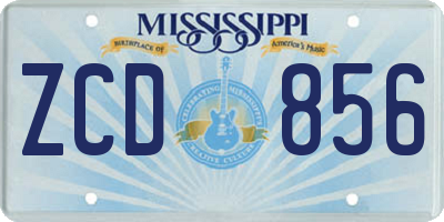 MS license plate ZCD856
