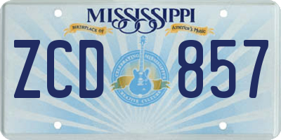 MS license plate ZCD857