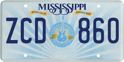 MS license plate ZCD860