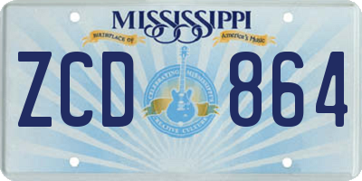 MS license plate ZCD864