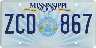 MS license plate ZCD867