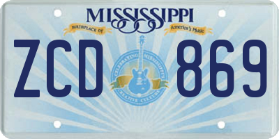 MS license plate ZCD869