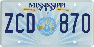MS license plate ZCD870