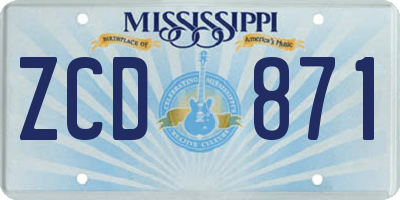 MS license plate ZCD871