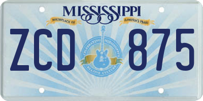 MS license plate ZCD875