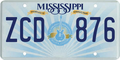 MS license plate ZCD876