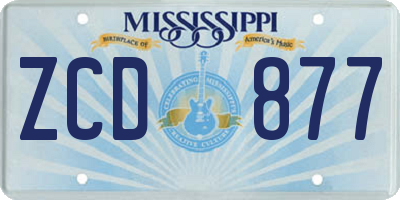 MS license plate ZCD877