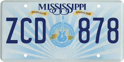 MS license plate ZCD878