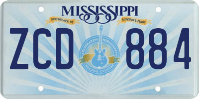 MS license plate ZCD884