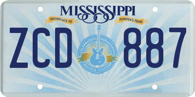 MS license plate ZCD887