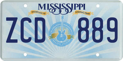 MS license plate ZCD889