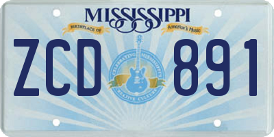 MS license plate ZCD891