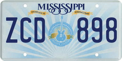 MS license plate ZCD898