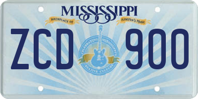 MS license plate ZCD900