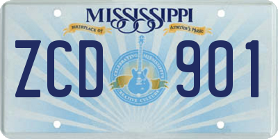 MS license plate ZCD901