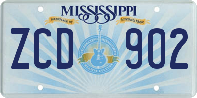 MS license plate ZCD902