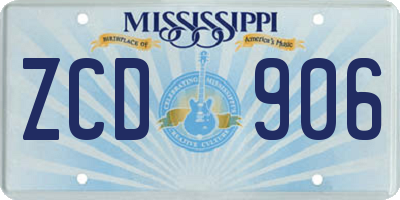 MS license plate ZCD906
