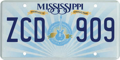 MS license plate ZCD909