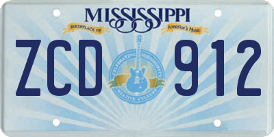 MS license plate ZCD912