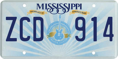 MS license plate ZCD914