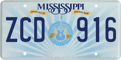 MS license plate ZCD916