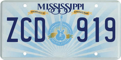 MS license plate ZCD919