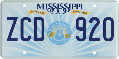 MS license plate ZCD920