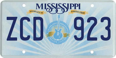 MS license plate ZCD923