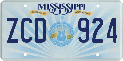 MS license plate ZCD924