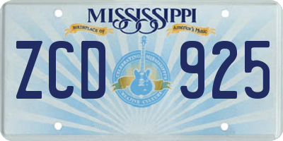 MS license plate ZCD925
