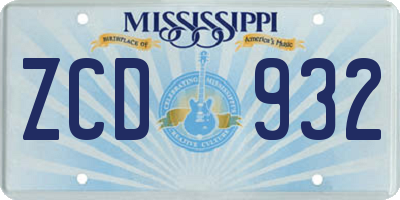 MS license plate ZCD932