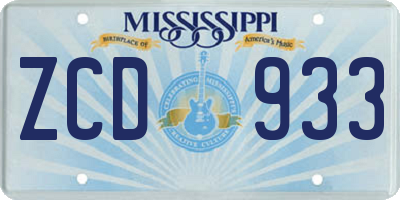 MS license plate ZCD933