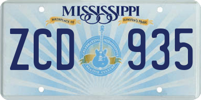 MS license plate ZCD935
